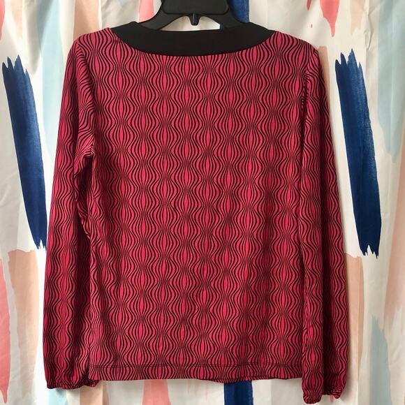 Worthington Black and Pink Abstract Print Keyhole Blouse Size Small - Picture 5 of 11